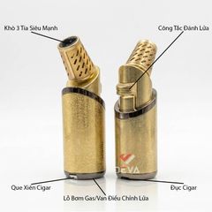 Bật lửa gas Jobon khò 3 tia kèm que xiên và đục Cigar chuyên dụng ZB 506