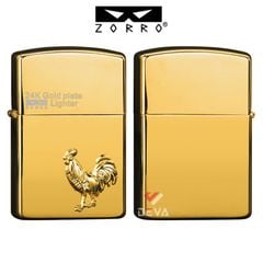 Bật lửa xăng đá chính hãng Zorro  ốp Emblem hình 12 con giáp mạ vàng 24K Z2-1099