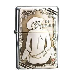 Zippo Bạc Khối Tái Bản 1937 Vintage Khắc Cô Gái Cao Bồi Hot Cowgirl BK36