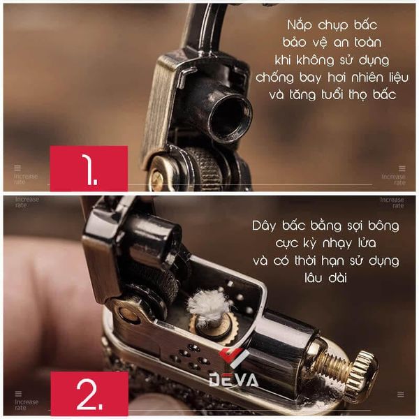 Bật lửa xăng đá Zorro đánh lửa tự động vòng xoay đồng tiền phong thuỷ Z602-103