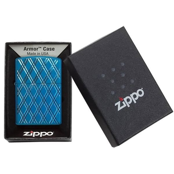 Zippo Armor Xanh Vân Kim Cương 3D Blue Diamonds Design Z332