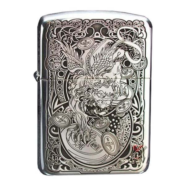 Zippo Bạc Khối Tái Bản 1941 Khắc Kỳ Lân BK38