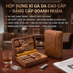 Bao da đựng Cigar 4 điếu Lubinski/Cohiba kèm bật lửa và dao cắt T116