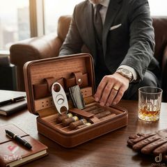 Bao Da đựng xì gà có bật lửa và dao cắt Cohiba XJ T104