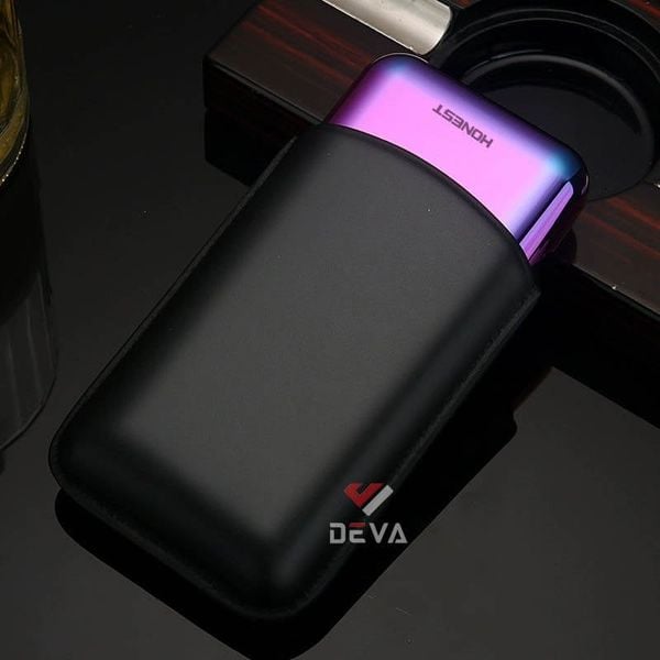 Bao da đựng Cigar Honest loại 3 điếu kèm khăn chuyên dụng BCD091