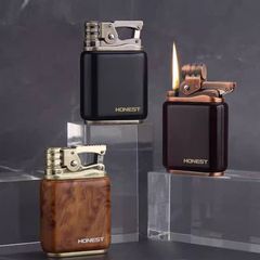 Bật lửa Honest xăng đá vỏ gỗ tự nhiên BCZ 789
