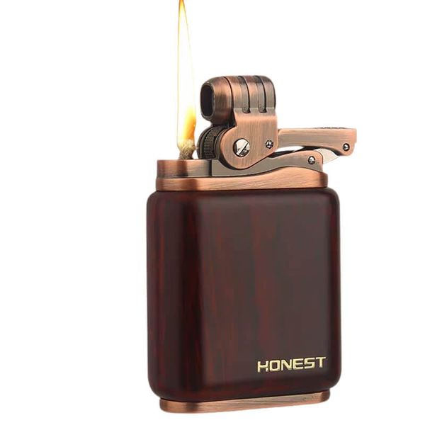 Bật lửa Honest xăng đá vỏ gỗ tự nhiên BCZ 789