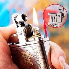 Bật lửa xăng đá Chief khắc nổi hoa văn đánh lửa bán tự động CF703B