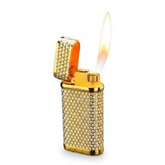Bật Lửa Ga Đá Cartier Mạ Vàng Đính Đá Kim Cương K033