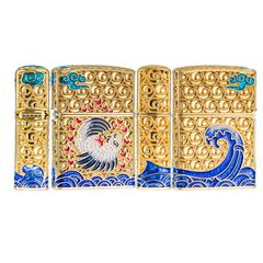 Bật lửa xăng đá Chief bọc lưới hoa văn chủ đề tiên hạc CF1260-1261