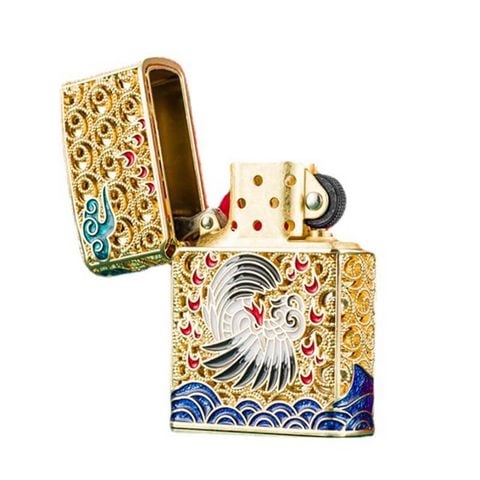 Bật lửa xăng đá Chief bọc lưới hoa văn chủ đề tiên hạc CF1260-1261