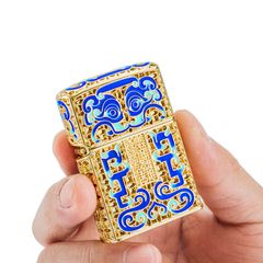 Bật lửa xăng đá Chief Bọc Vàng Hoa Văn Sơn Mài CF1256-1257