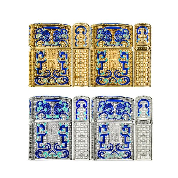 Bật lửa xăng đá Chief Bọc Vàng Hoa Văn Sơn Mài CF1256-1257