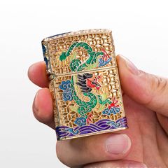 Bật lửa xăng đá Chief bọc lưới hoa văn chủ đề rồng xanh CF1269-1270