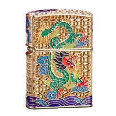 Bật lửa xăng đá Chief bọc lưới hoa văn chủ đề rồng xanh CF1269-1270