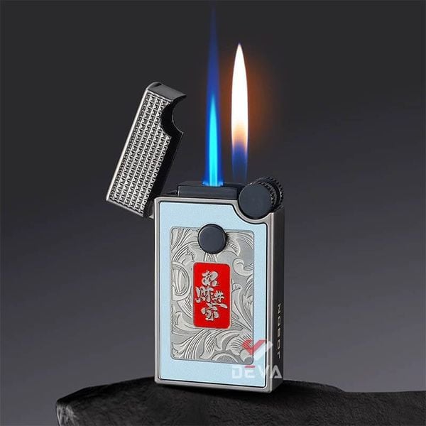 Bật lửa gas đá Jobon 2 kiểu lửa có ô cửa quan sát gas ZB-302