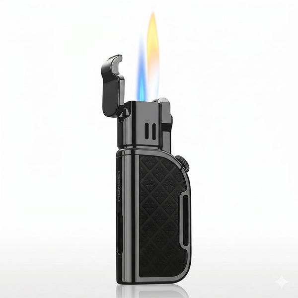 Bật lửa gas đá Honest 2 kiểu lửa kèm đục kép cho Cigar BCZ 832
