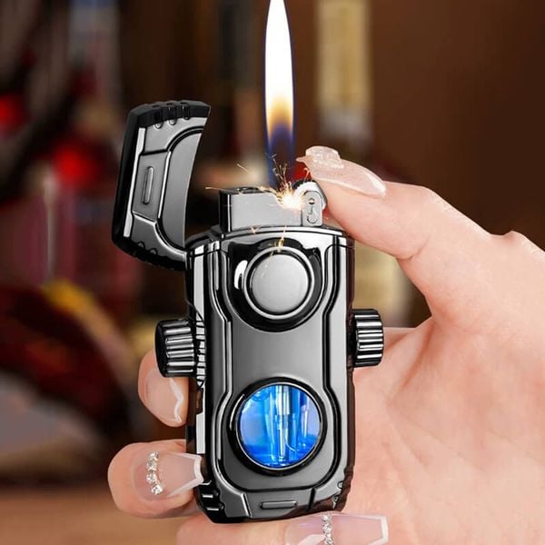 Bật lửa gas đá 2 kiểu lửa trục xoay xoay Fifget Spiner TH-638