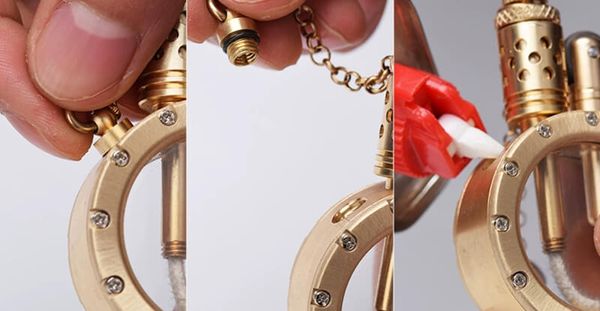 Bật lửa thủ công Đồng nguyên khối bình xăng trong suốt TC09