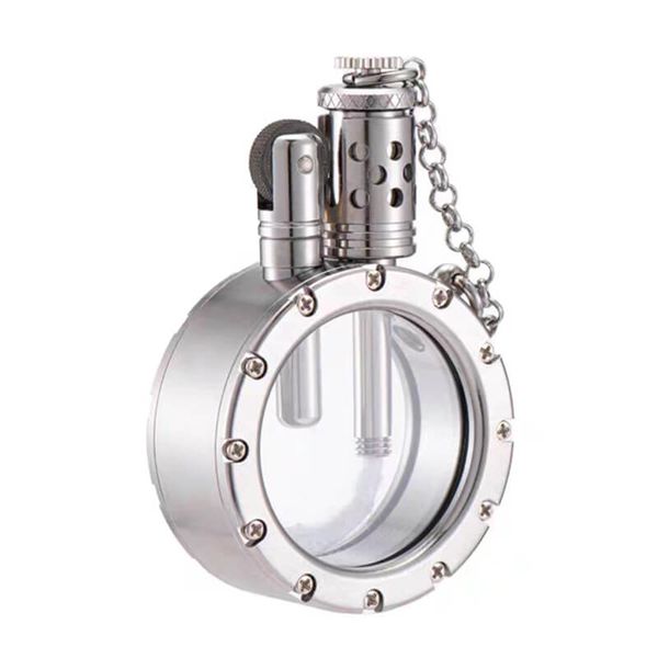 Bật lửa thủ công Đồng nguyên khối bình xăng trong suốt TC09