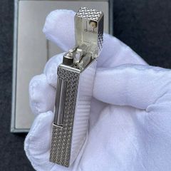 Bật lửa Dunhill vân kim cương nổi bọc bạc  DHI41
