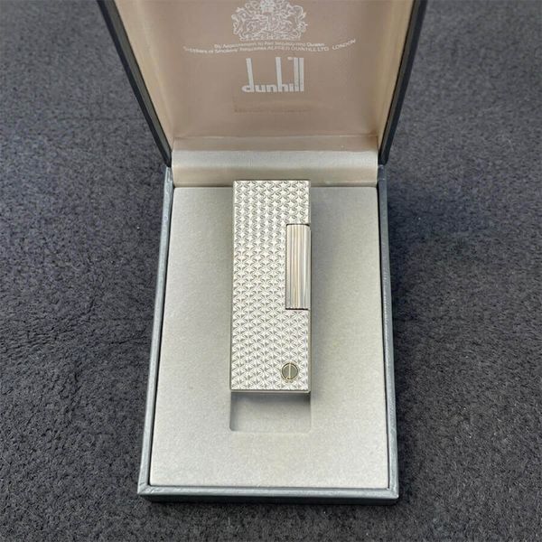 Bật lửa Dunhill vân kim cương nổi bọc bạc  DHI41