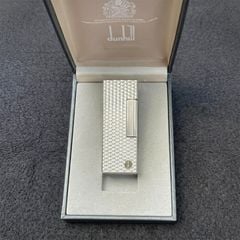 Bật lửa Dunhill vân kim cương nổi bọc bạc  DHI41