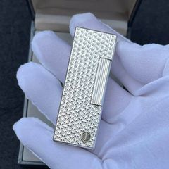 Bật lửa Dunhill vân kim cương nổi bọc bạc  DHI41