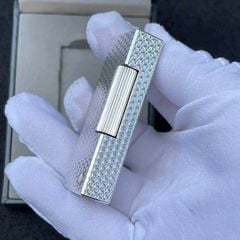 Bật lửa Dunhill vân kim cương nổi bọc bạc  DHI41