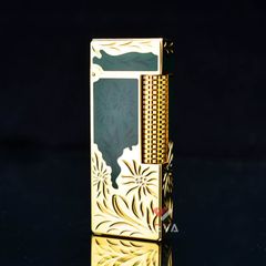 Bật Lửa Dunhill Hồng Kông Sơn Mài Bọc Viền Khắc Hoa Văn DHL05