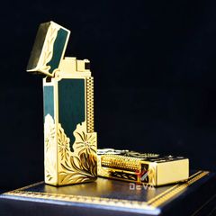 Bật Lửa Dunhill Hồng Kông Sơn Mài Bọc Viền Khắc Hoa Văn DHL05