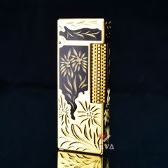 Bật Lửa Dunhill Hồng Kông Sơn Mài Bọc Viền Khắc Hoa Văn DHL05