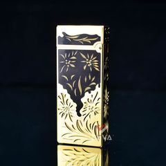 Bật Lửa Dunhill Hồng Kông Sơn Mài Bọc Viền Khắc Hoa Văn DHL05