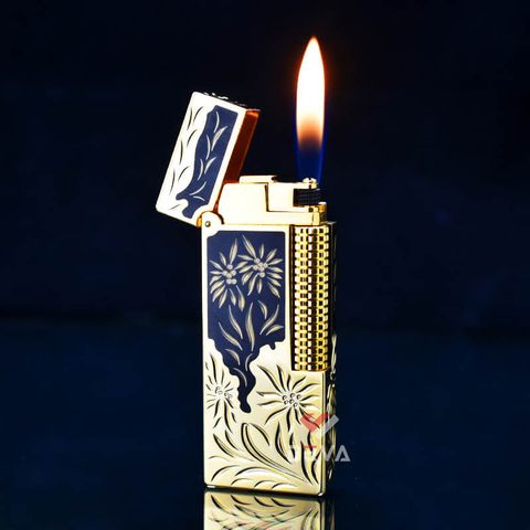 Bật Lửa Dunhill Hồng Kông Sơn Mài Bọc Viền Khắc Hoa Văn DHL05