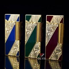 Bật Lửa Dunhill Hồng Kông Sơn Mài Kẻ Chéo Khắc Hoa Văn DHL06