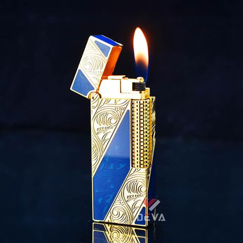 Bật Lửa Dunhill Hồng Kông Sơn Mài Kẻ Chéo Khắc Hoa Văn DHL06