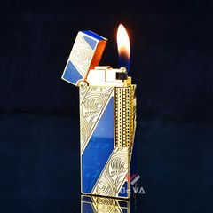 Bật Lửa Dunhill Hồng Kông Sơn Mài Kẻ Chéo Khắc Hoa Văn DHL06