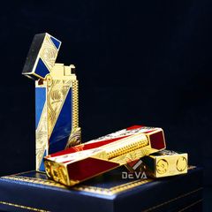 Bật Lửa Dunhill Hồng Kông Sơn Mài Kẻ Chéo Khắc Hoa Văn DHL06