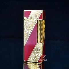 Bật Lửa Dunhill Hồng Kông Sơn Mài Kẻ Chéo Khắc Hoa Văn DHL06