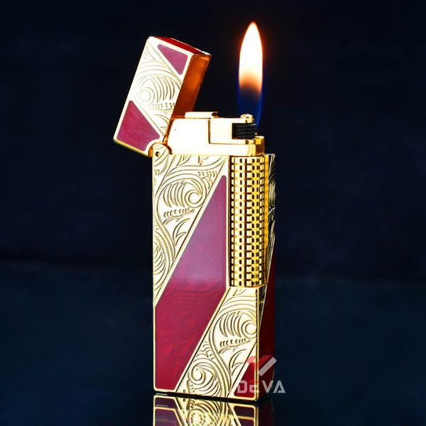 Bật Lửa Dunhill Hồng Kông Sơn Mài Kẻ Chéo Khắc Hoa Văn DHL06