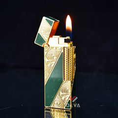 Bật Lửa Dunhill Hồng Kông Sơn Mài Kẻ Chéo Khắc Hoa Văn DHL06