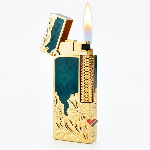 Bật Lửa Dunhill Hồng Kông Sơn Mài Bọc Viền Khắc Hoa Văn DHL05