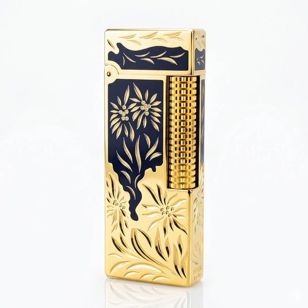 Bật Lửa Dunhill Hồng Kông Sơn Mài Bọc Viền Khắc Hoa Văn DHL05