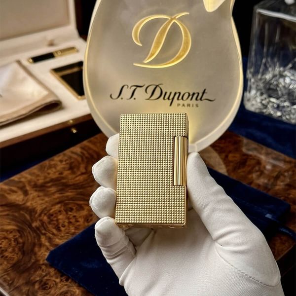 S.T. Dupont Ligne 2 (2 Lỗ) - Bọc Vàng 20 Microns - Họa Tiết Vân Kim Cương Diamond Head DPH120