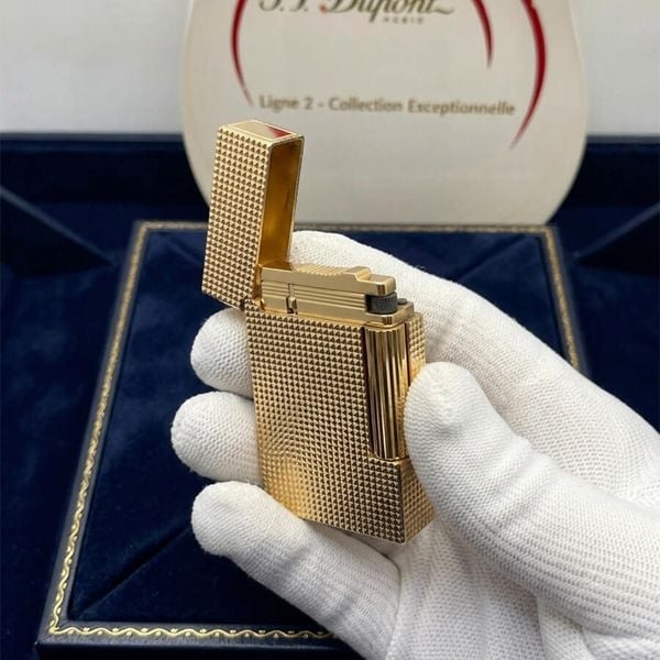 S.T. Dupont Ligne 2 (2 Lỗ) - Bọc Vàng 20 Microns - Họa Tiết Vân Kim Cương Diamond Head DPH120