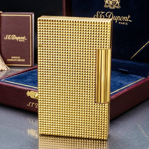 S.T. Dupont Ligne 2 (2 Lỗ) - Bọc Vàng 20 Microns - Họa Tiết Vân Kim Cương Diamond Head DPH120
