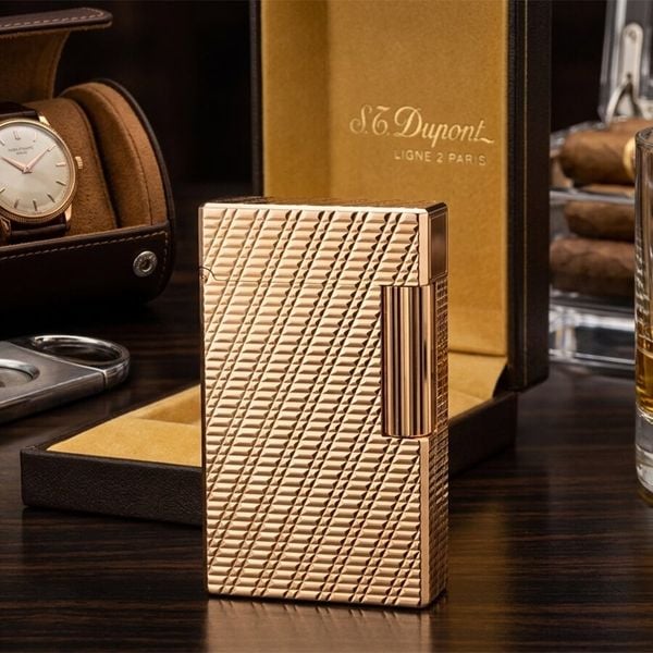 S.T. Dupont Ligne 1 (1 Lỗ Cao) - Bọc Vàng 20 Microns - Thiết Kế Classic Bệ Vệ DPH69