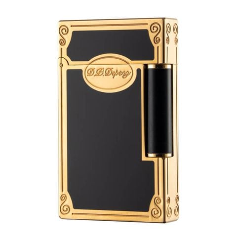 Dupont Xăng Đá 1 Lỗ Sơn Mài Đen Viền Hoa Văn Cổ Điển DX31