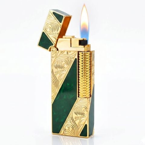 Bật Lửa Dunhill Hồng Kông Sơn Mài Kẻ Chéo Khắc Hoa Văn DHL06