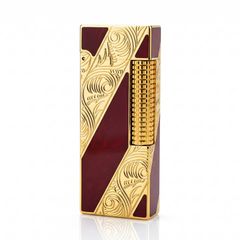 Bật Lửa Dunhill Hồng Kông Sơn Mài Kẻ Chéo Khắc Hoa Văn DHL06
